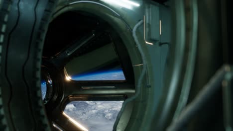 Cockpitansicht-Von-Der-Internationalen-Raumstation,-Die-In-Der-Nähe-Des-Planeten-Erde-Operiert